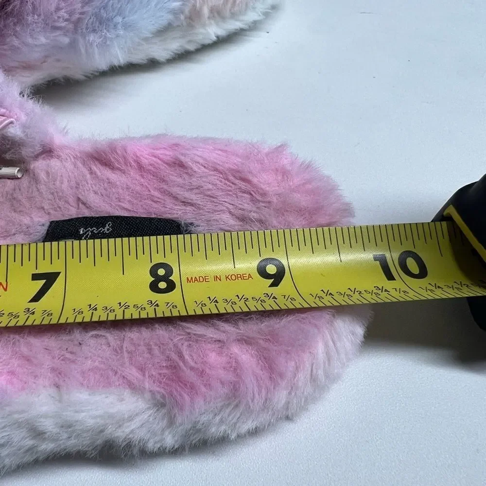 Bebe Girls Jeanna Faux Fur Open Toe Slingback Slippers Size XL 4/5